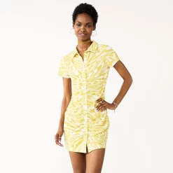 Juniors' SO® Ruched Button-Down Bodycon Dress 14 Juniors' SO® Ruched Button-Down Bodycon Dress -Cuddl Duds SHOP 5569950 Green Swirl Check