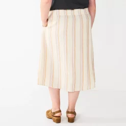 Plus Size Sonoma Goods For Life® Vented Button-Front Midi Skirt -Cuddl Duds SHOP 5570625 ALT