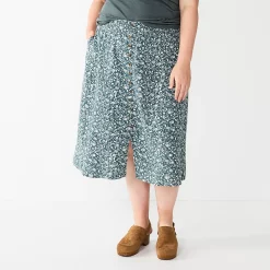 Alternative view of Plus Size Sonoma Goods For Life® Vented Button-Front Midi Skirt