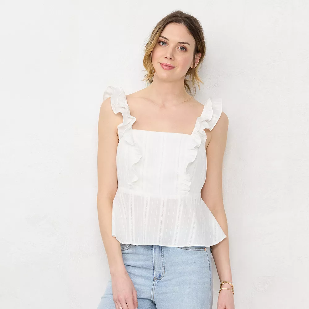 Women's LC Lauren Conrad Ruffle Peplum Tank 1 Women's LC Lauren Conrad Ruffle Peplum Tank