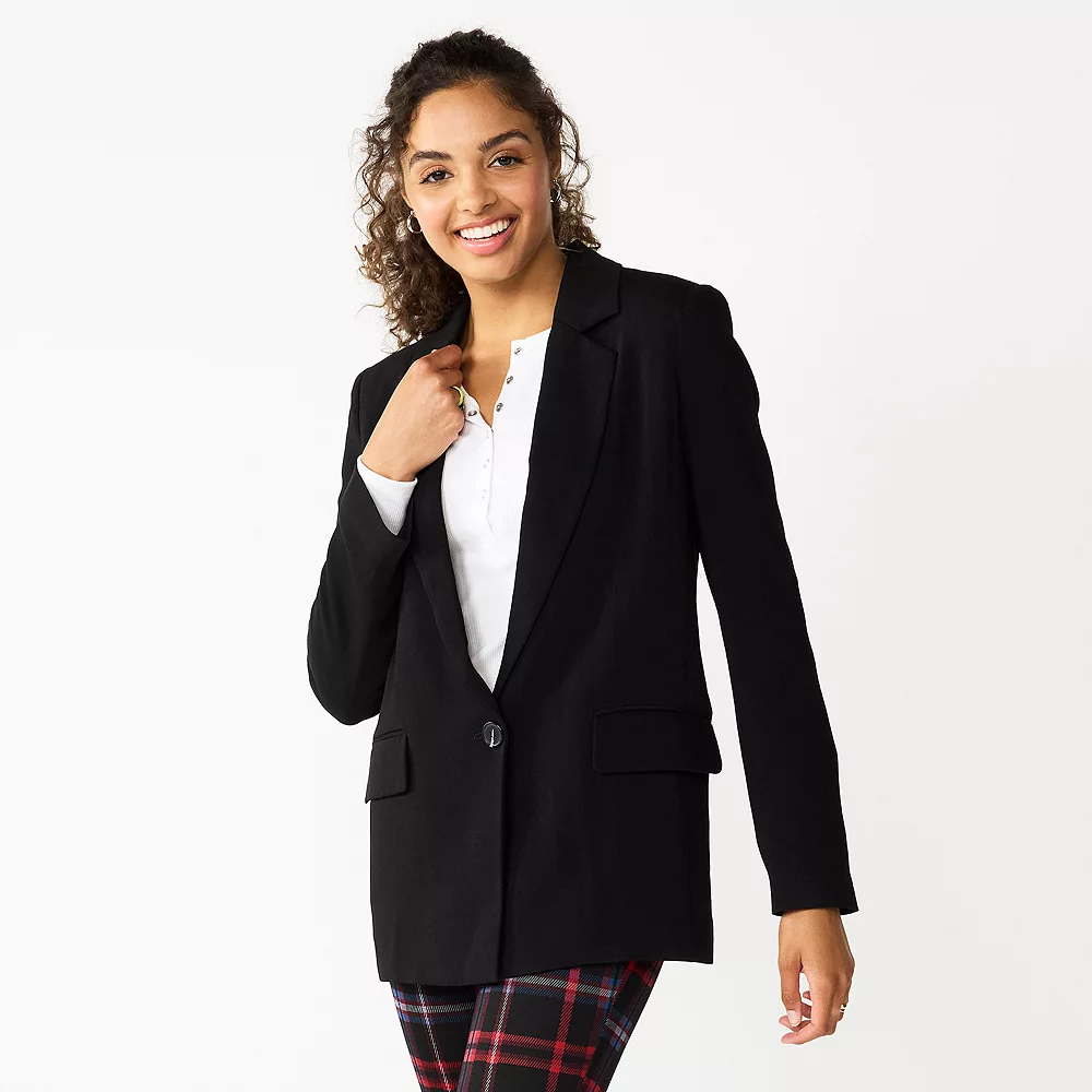Juniors' SO® Oversized Blazer 1 Juniors' SO® Oversized Blazer