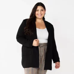 Juniors' Plus Size SO® Oversized Blazer with Pockets