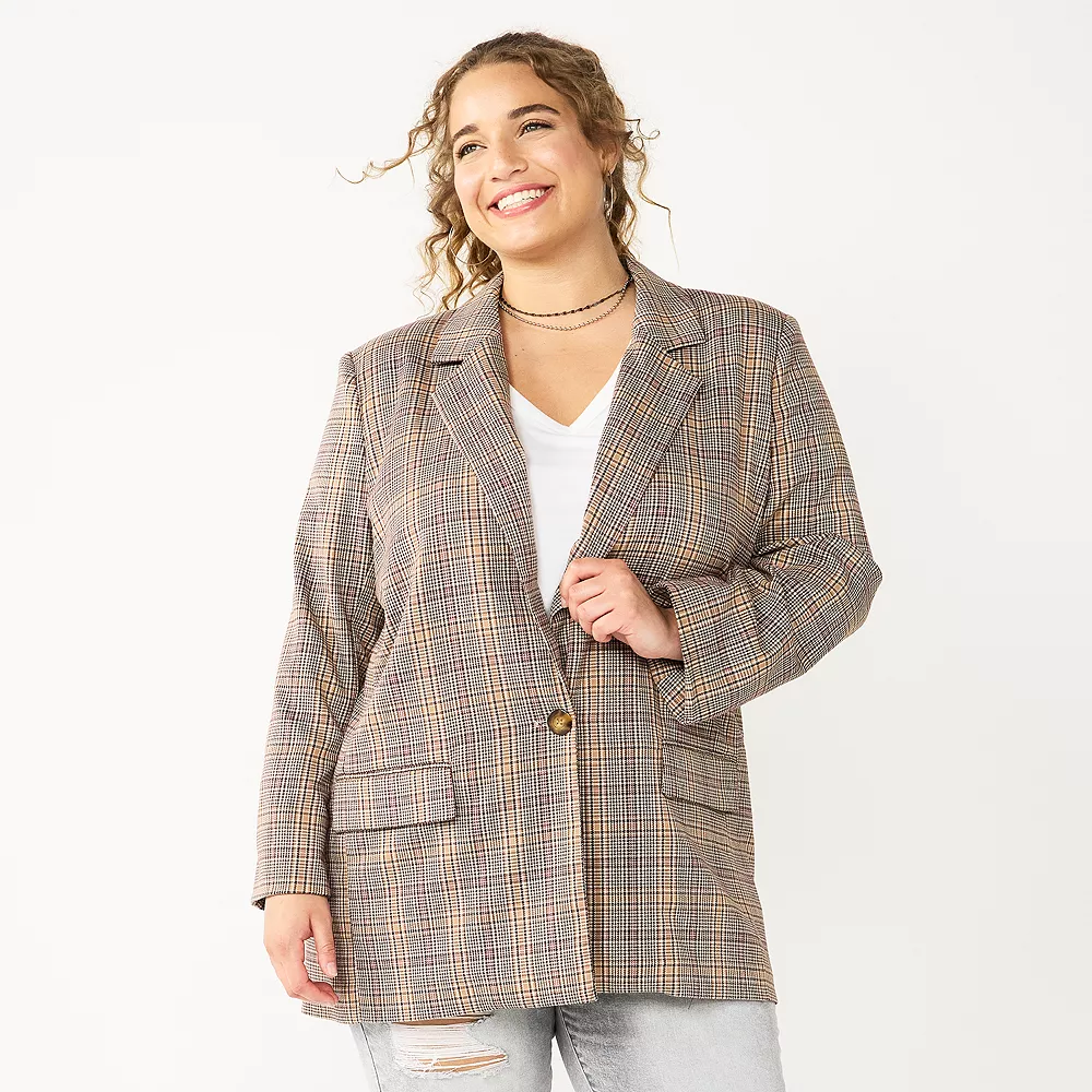 Juniors' Plus Size SO® Oversized Blazer with Pockets 2 Juniors' Plus Size SO® Oversized Blazer with Pockets - Image 2