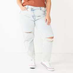 Alternative view of Juniors' Plus Size SO® Destructed High-Rise Mom Jean