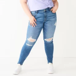 Juniors' Plus Size SO® High-Rise Skinny Jeans -Cuddl Duds SHOP 5576362 Medium