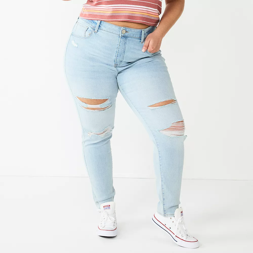 Juniors' Plus Size SO® Destructed High-Rise Skinny Jeans 1 Juniors' Plus Size SO® Destructed High-Rise Skinny Jeans