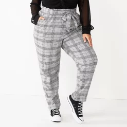 Alternative view of Juniors' Plus Size SO® High-Rise Paperbag Tapered Leg Pants