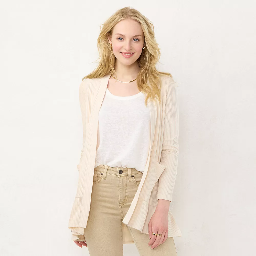 Women's LC Lauren Conrad Ruffle-Hem Layering Cardigan 1 Women's LC Lauren Conrad Ruffle-Hem Layering Cardigan