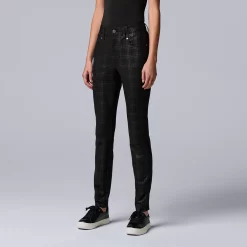 Women's Simply Vera Vera Wang High-Rise Ponte Skinny Pants 10 Women's Simply Vera Vera Wang High-Rise Ponte Skinny Pants -Cuddl Duds SHOP 5577522 Grey Coated Plaid