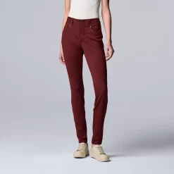 Women's Simply Vera Vera Wang High-Rise Ponte Skinny Pants 12 Women's Simply Vera Vera Wang High-Rise Ponte Skinny Pants -Cuddl Duds SHOP 5577522 Maroon Heart