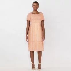 Alternative view of Women's LC Lauren Conrad Puff-Sleeve Smocked Midi Dress