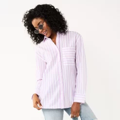 Alternative view of Juniors' SO® Oversized Button-Up Shirt