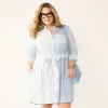 Plus Size Croft & Barrow® Mixed-Stripe Shirt Dress