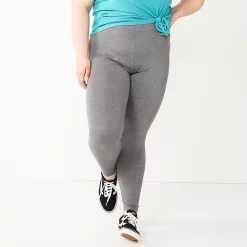 Juniors' Plus Size SO® Solid High-Rise Leggings 9 Juniors' Plus Size SO® Solid High-Rise Leggings -Cuddl Duds SHOP 5580103 Heather Gray