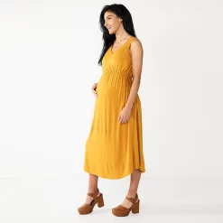 Maternity Sonoma Goods For Life® Knot Side Midi Shirt Dress -Cuddl Duds SHOP 5581066 Brassy Gold