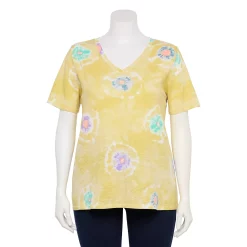 Petite Plus Size Sonoma Goods For Life® Everyday V-Neck Tee -Cuddl Duds SHOP 5581510 Lemon Yellow Circle