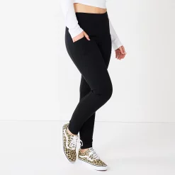 Juniors' SO® High-Rise Ponte Leggings 14 Juniors' SO® High-Rise Ponte Leggings -Cuddl Duds SHOP 5583885 Black Side Pocket