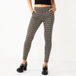 Juniors' SO® High-Rise Ponte Leggings 21 Juniors' SO® High-Rise Ponte Leggings -Cuddl Duds SHOP 5583885 Brown Plaid