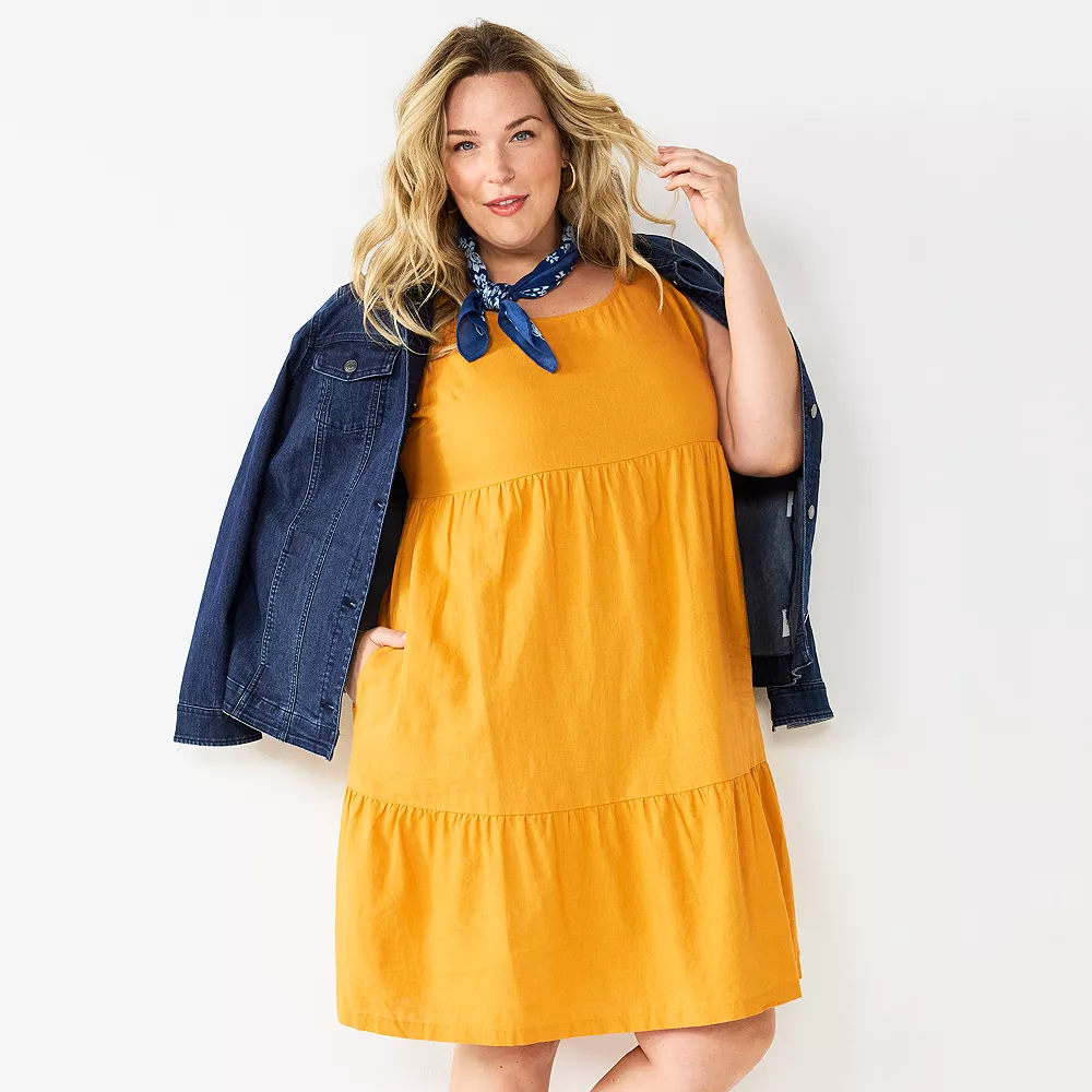 Plus Size Croft & Barrow® Sleeveless Tiered Linen Dress 2 Plus Size Croft & Barrow® Sleeveless Tiered Linen Dress - Image 2