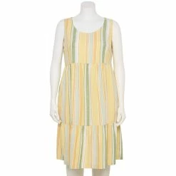 Plus Size Croft & Barrow® Sleeveless Tiered Linen Dress