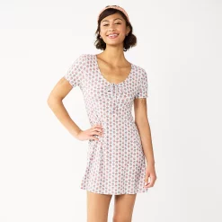 Juniors' SO® Cinched Front Fit & Flare Peasant Dress 15 Juniors' SO® Cinched Front Fit & Flare Peasant Dress -Cuddl Duds SHOP 5584010 Teal Floral