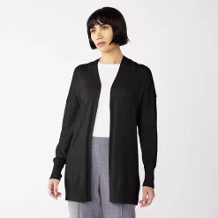 Petite Nine West Essential Boxy Cardigan Sweater 9 Petite Nine West Essential Boxy Cardigan Sweater -Cuddl Duds SHOP 5584019 Black