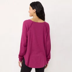 Women's LC Lauren Conrad Raglan Ruffle-Sleeve Tunic -Cuddl Duds SHOP 5584112 ALT