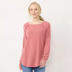 Women's LC Lauren Conrad Raglan Ruffle-Sleeve Tunic -Cuddl Duds SHOP 5584112 Pink Sheraton
