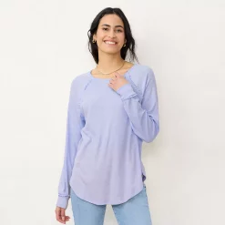 Women's LC Lauren Conrad Raglan Ruffle-Sleeve Tunic -Cuddl Duds SHOP 5584112 Shawn Purple