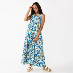Petite Sonoma Goods For Life® Tiered Maxi Dress 8 Petite Sonoma Goods For Life® Tiered Maxi Dress -Cuddl Duds SHOP 5584155 Blue Floral