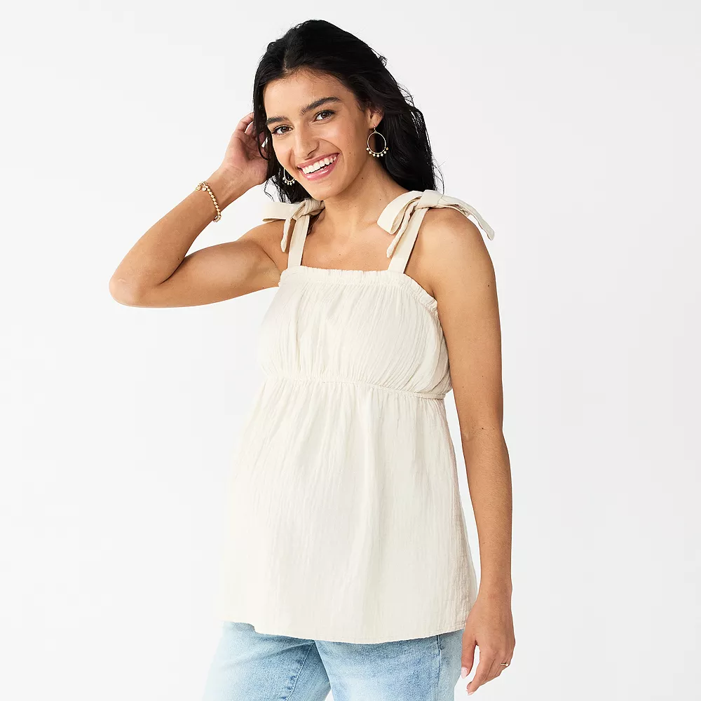 Maternity Sonoma Goods For Life® Tie-Shoulder Babydoll Top 2 Maternity Sonoma Goods For Life® Tie-Shoulder Babydoll Top - Image 2