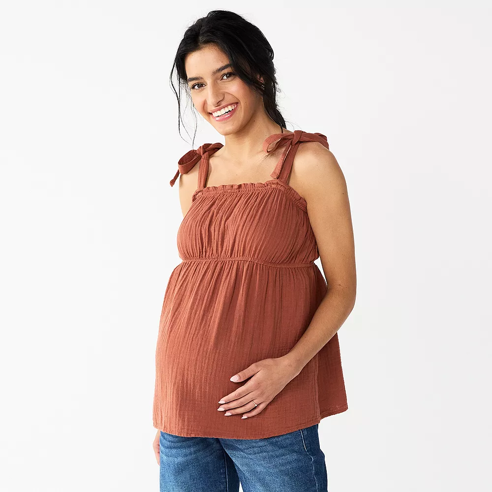 Maternity Sonoma Goods For Life® Tie-Shoulder Babydoll Top 3 Maternity Sonoma Goods For Life® Tie-Shoulder Babydoll Top - Image 3