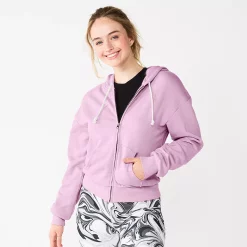 Juniors' SO® Favorite Long Sleeve Zip-Up Hoodie -Cuddl Duds SHOP 5585853 Grape Frosting