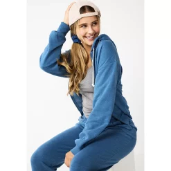 Juniors' SO® Favorite Long Sleeve Zip-Up Hoodie -Cuddl Duds SHOP 5585853 Union Blue