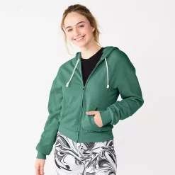 Juniors' SO® Favorite Long Sleeve Zip-Up Hoodie -Cuddl Duds SHOP 5585853 Windsor Green