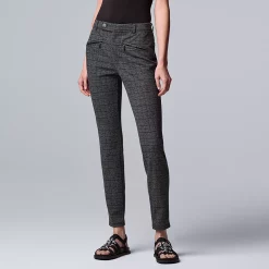 Petite Simply Vera Vera Wang High-Waisted Seamed Ponte Skinny Pants 6 Petite Simply Vera Vera Wang High-Waisted Seamed Ponte Skinny Pants -Cuddl Duds SHOP 5586452 Grey Plaid