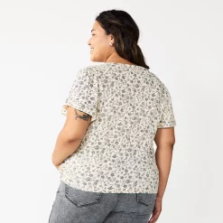 Plus Size Sonoma Goods For Life Seamed Flutter Sleeve Top 13 Plus Size Sonoma Goods For Life Seamed Flutter Sleeve Top -Cuddl Duds SHOP 5588211 ALT