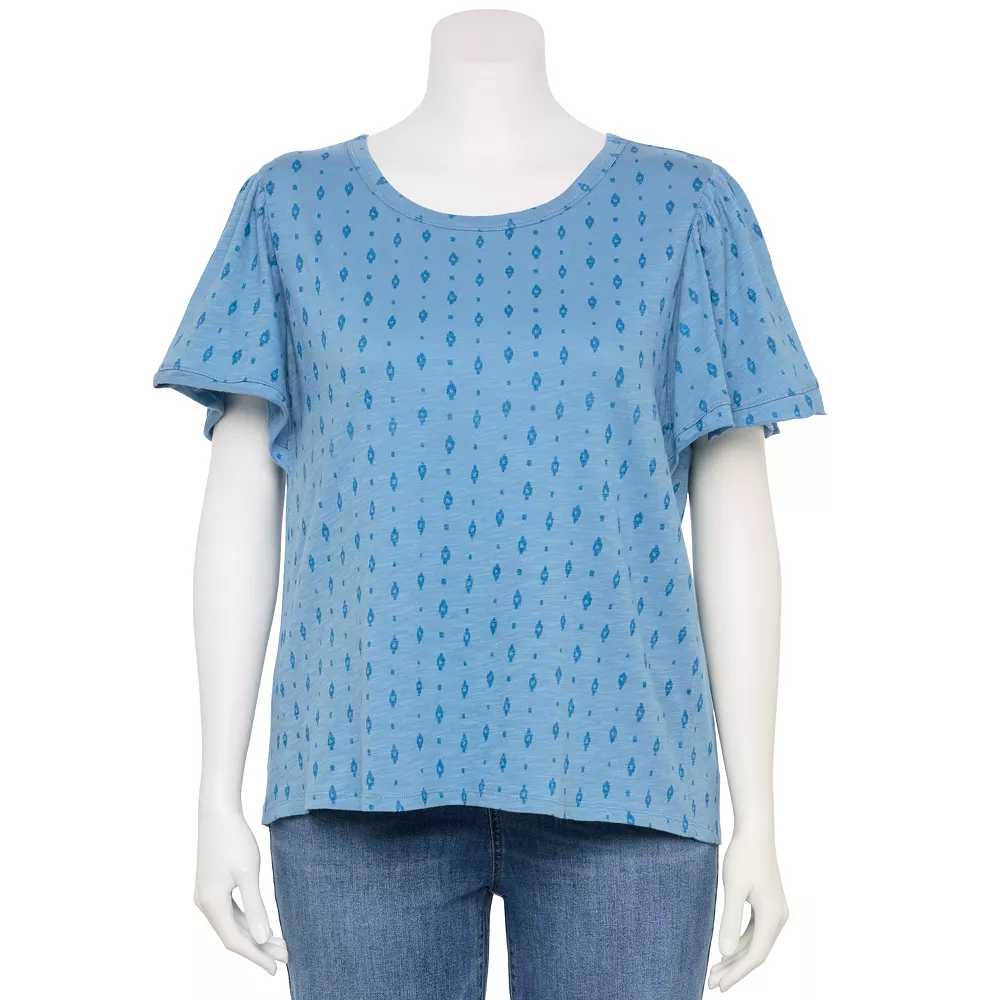 Plus Size Sonoma Goods For Life Seamed Flutter Sleeve Top 4 Plus Size Sonoma Goods For Life Seamed Flutter Sleeve Top - Image 4