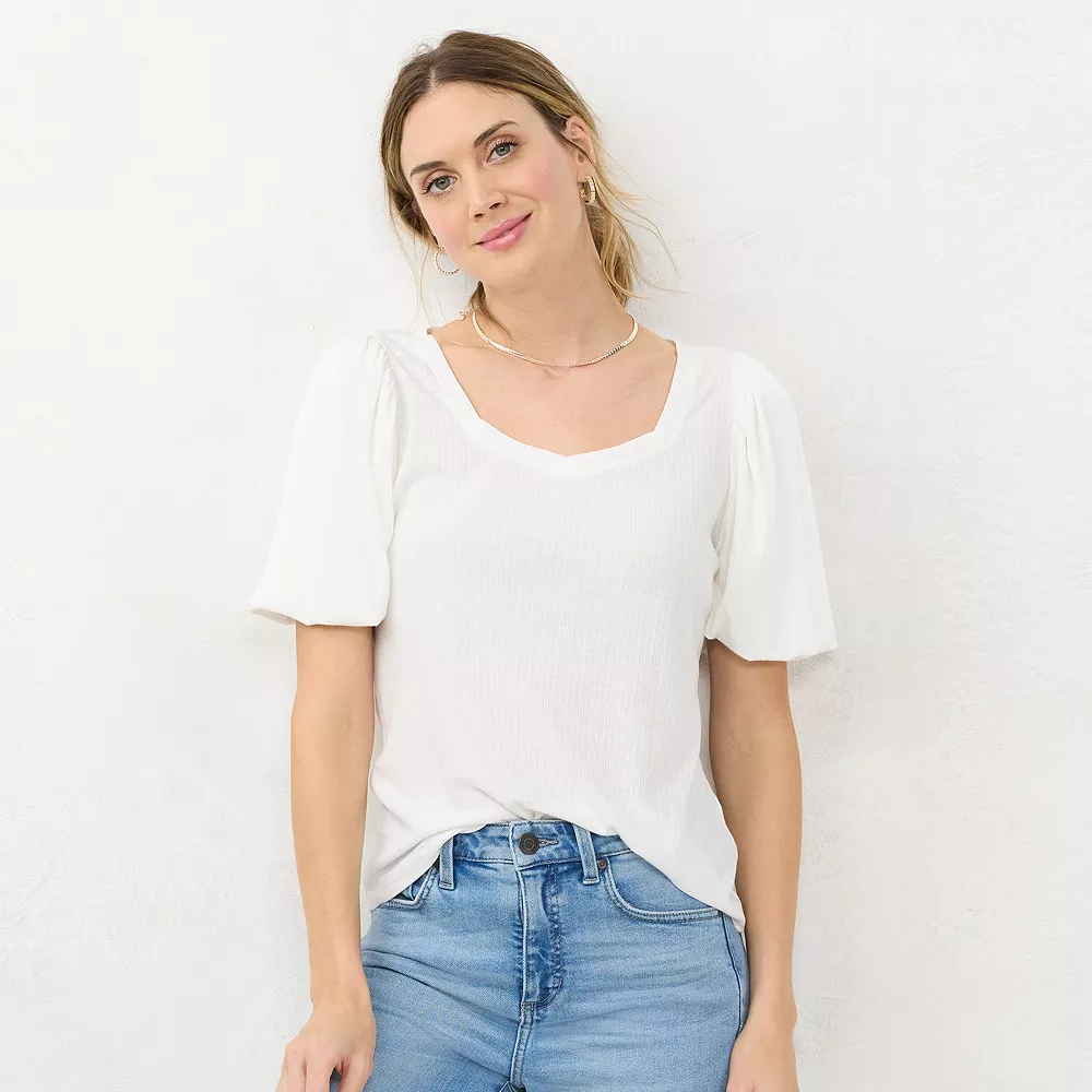 Women's LC Lauren Conrad Sweetheart Bubble-Sleeve Tee 3 Women's LC Lauren Conrad Sweetheart Bubble-Sleeve Tee - Image 3