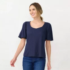 Women's LC Lauren Conrad Sweetheart Bubble-Sleeve Tee 10 Women's LC Lauren Conrad Sweetheart Bubble-Sleeve Tee -Cuddl Duds SHOP 5588237 Navy Eclipse