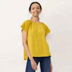 Alternative view of Women's LC Lauren Conrad Eyelet Flutter Sleeve Top