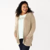 Plus Size Croft & Barrow® Classic Ribbed Open-Front Cardigan