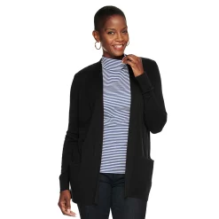 Alternative view of Petite Croft & Barrow® Classic Ribbed Open-Front Cardigan