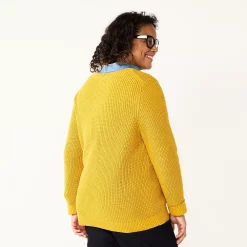 Plus Size Croft & Barrow® Placed Cable Pullover Sweater -Cuddl Duds SHOP 5588807 ALT