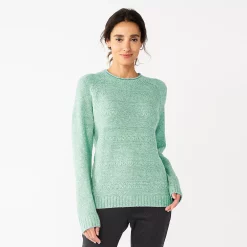 Women's Croft & Barrow® Cozy Crewneck Sweater 18 Women's Croft & Barrow® Cozy Crewneck Sweater -Cuddl Duds SHOP 5588987 Green Heather