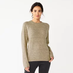 Women's Croft & Barrow® Cozy Crewneck Sweater 14 Women's Croft & Barrow® Cozy Crewneck Sweater -Cuddl Duds SHOP 5588987 Mushroom Heather