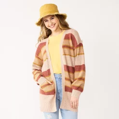 Juniors' SO® Waffle Cardigan -Cuddl Duds SHOP 5589105 Beige Tan Marl