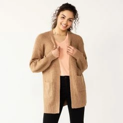 Alternative view of Juniors' SO® Waffle Cardigan