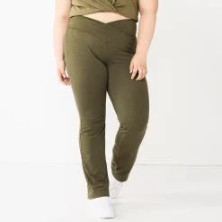 Alternative view of Juniors' Plus Size SO® Crossover Waistband Bootcut Yoga Pants