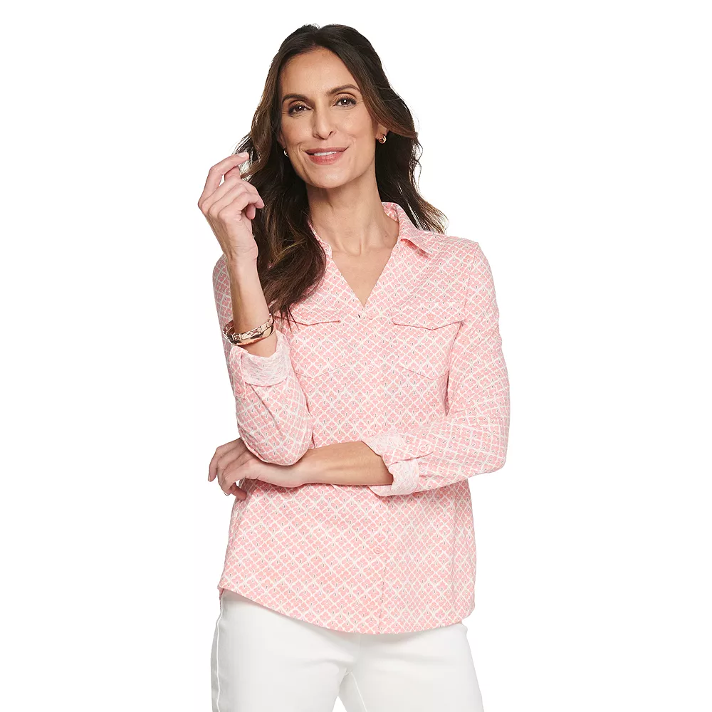 Petite Croft & Barrow® Roll-Tab Sleeve Soft Shirt 1 Petite Croft & Barrow® Roll-Tab Sleeve Soft Shirt